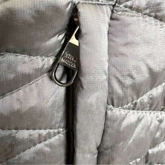 Steve Madden metallic grey quilted Glacier Shield hooded parka S - Picture 9 of 14